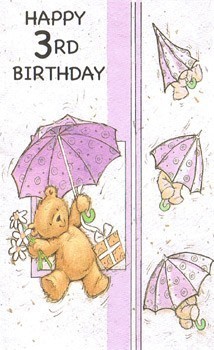 3rd Birthday Girl - Teddy with Umbrella