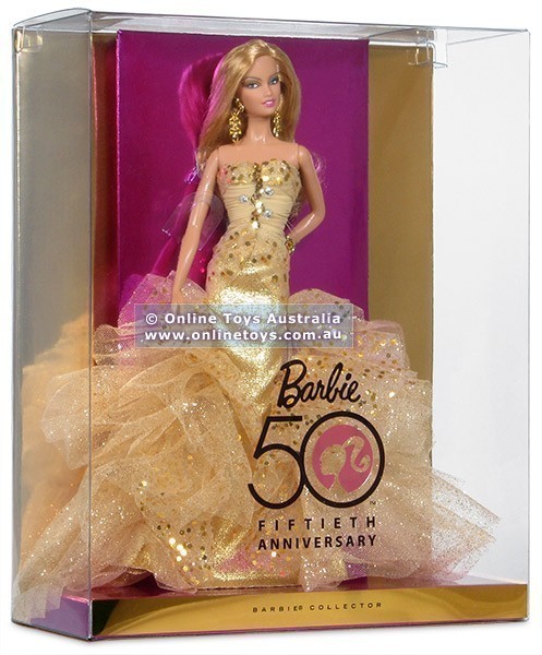 Barbie 50th Anniversary Doll African American Gold Dress Mattel 2008 # ...