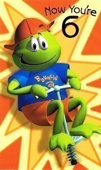 6th Birthday Boy - Frog on Pogo Stick