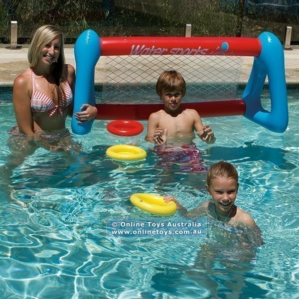 Air Time - Inflatable Water Polo Goals with 5 Frisbees