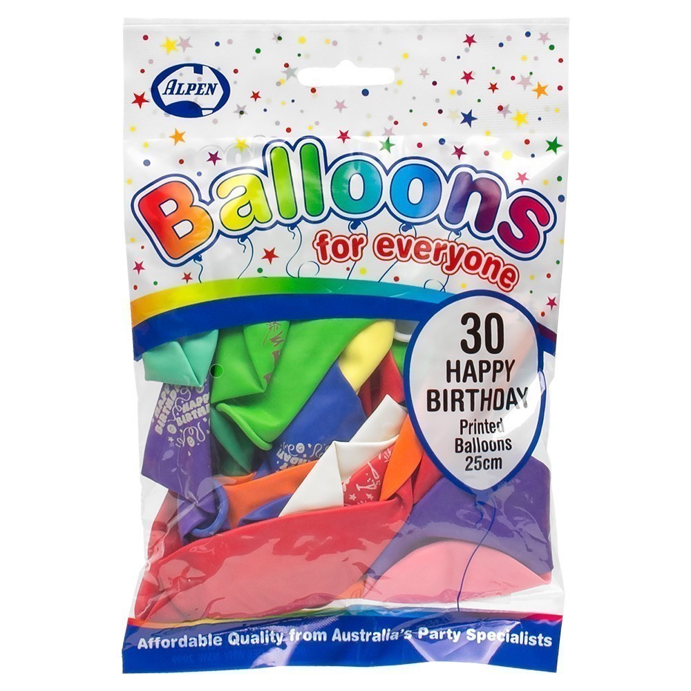 Alpen - Balloons - 30 X 25cm Birthday Mixed Colours