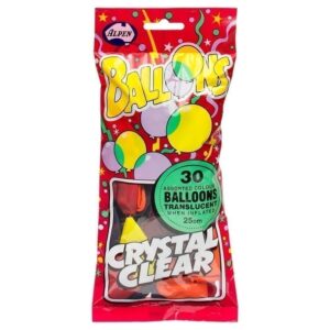 Alpen - Balloons - 30 X 25cm Crystal Clear Balloons Mixed Colours