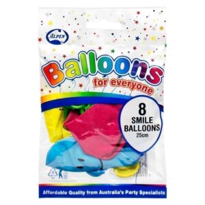 Alpen - Balloons - 8 X 25cm Smile Balloons Mixed Colours