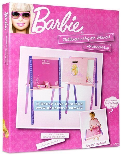 Barbie - Chalkboard and Magnetic Whiteboard Easel with Detachable Legs