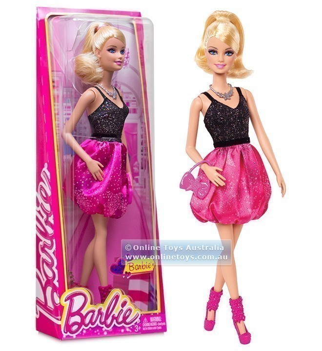 Barbie - Fashionistas Doll - Barbie with Black & Pink Dress BCN37
