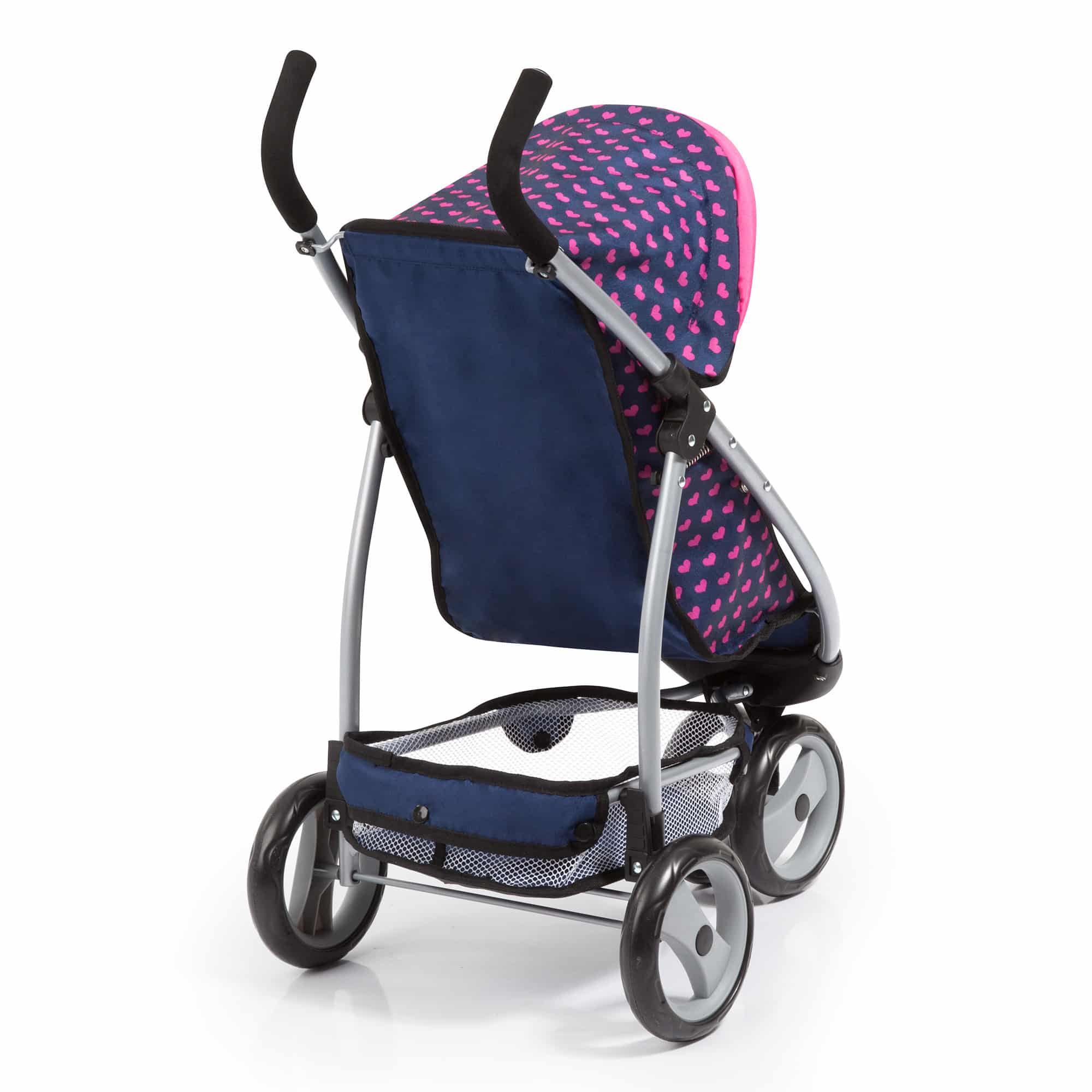 Bayer Jogger Doll Pram - Blue with Pink Hearts & Unicorn