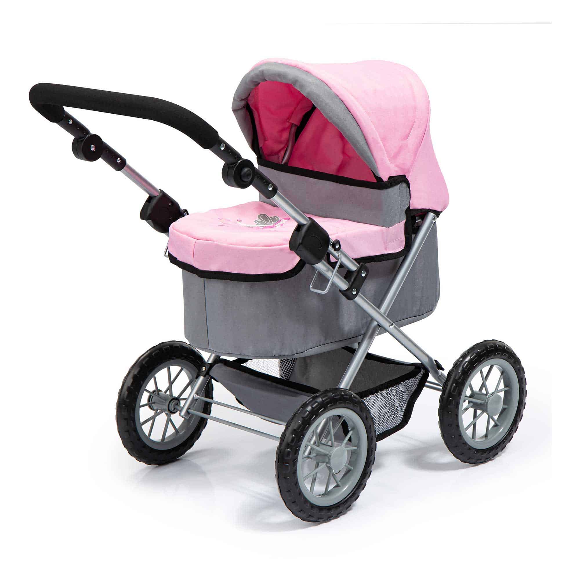 Bayer Trendy Pram - Grey with Pink Trim and Fairy