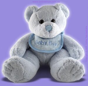 Blue Teddy Bear with Baby Boy Bib
