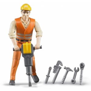 Bruder - Bworld Male Figure - Construction Worker With Accessories