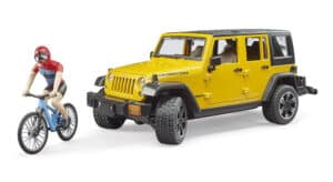 Bruder - Jeep Wrangler Rubicon w. mountain bike and cyclist