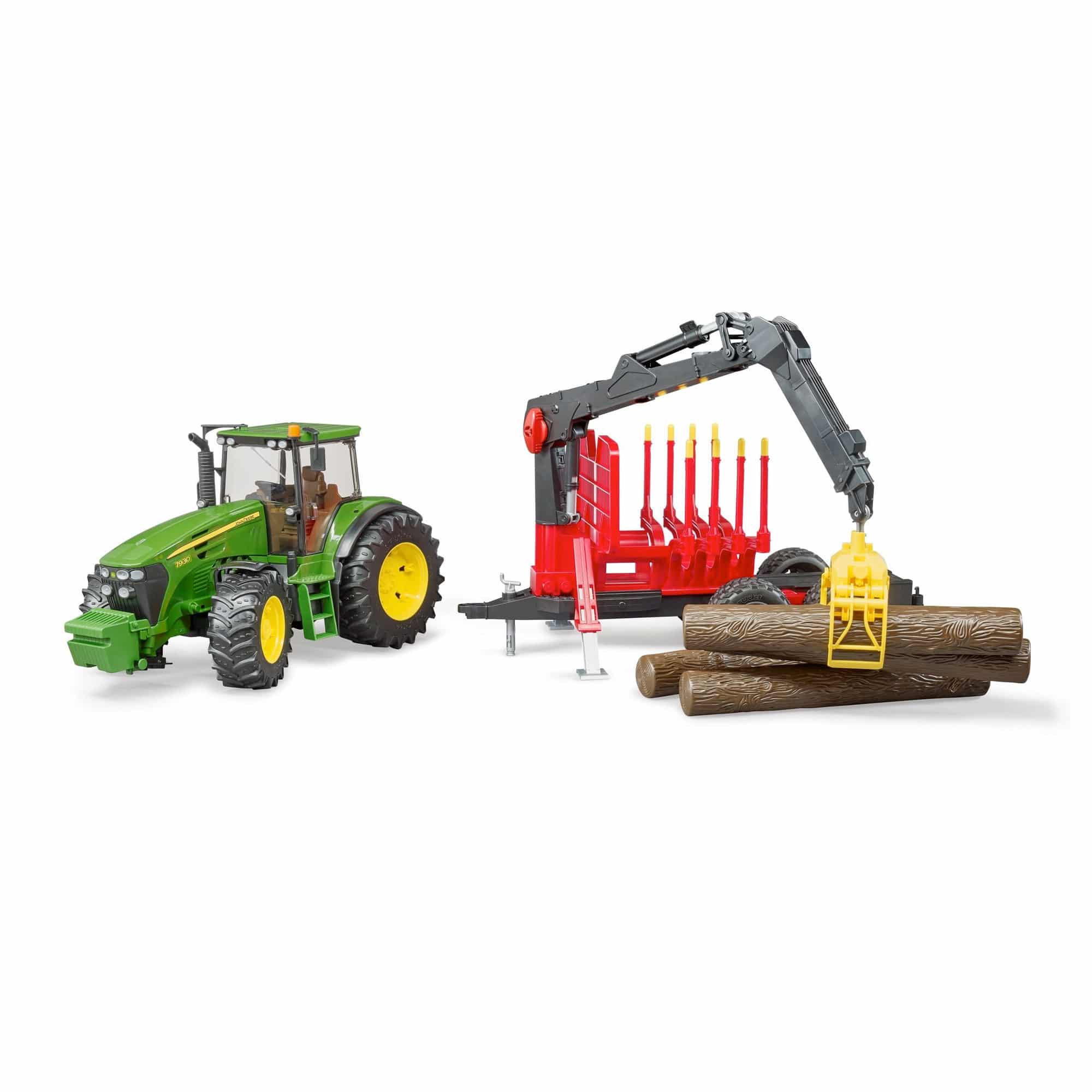 Bruder - John Deere 7930 Tractor with Forestry Trailer & Logs