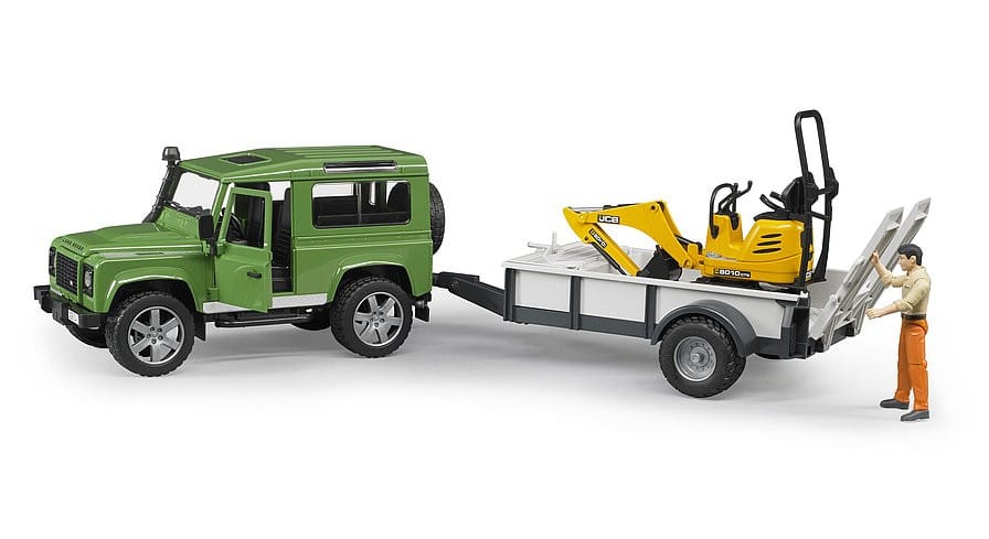 Bruder - Land Rover Defender with trailer, CAT and man