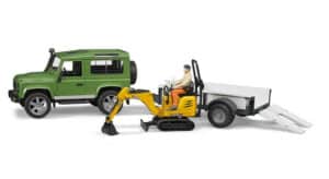 Bruder - Land Rover Defender with trailer, CAT and man