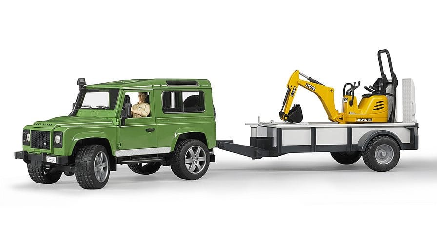 Bruder - Land Rover Defender with trailer, CAT and man