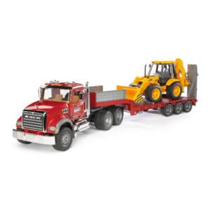 Bruder - Mack Granite Low Loader Truck with JCB 4CX Backhoe Loader