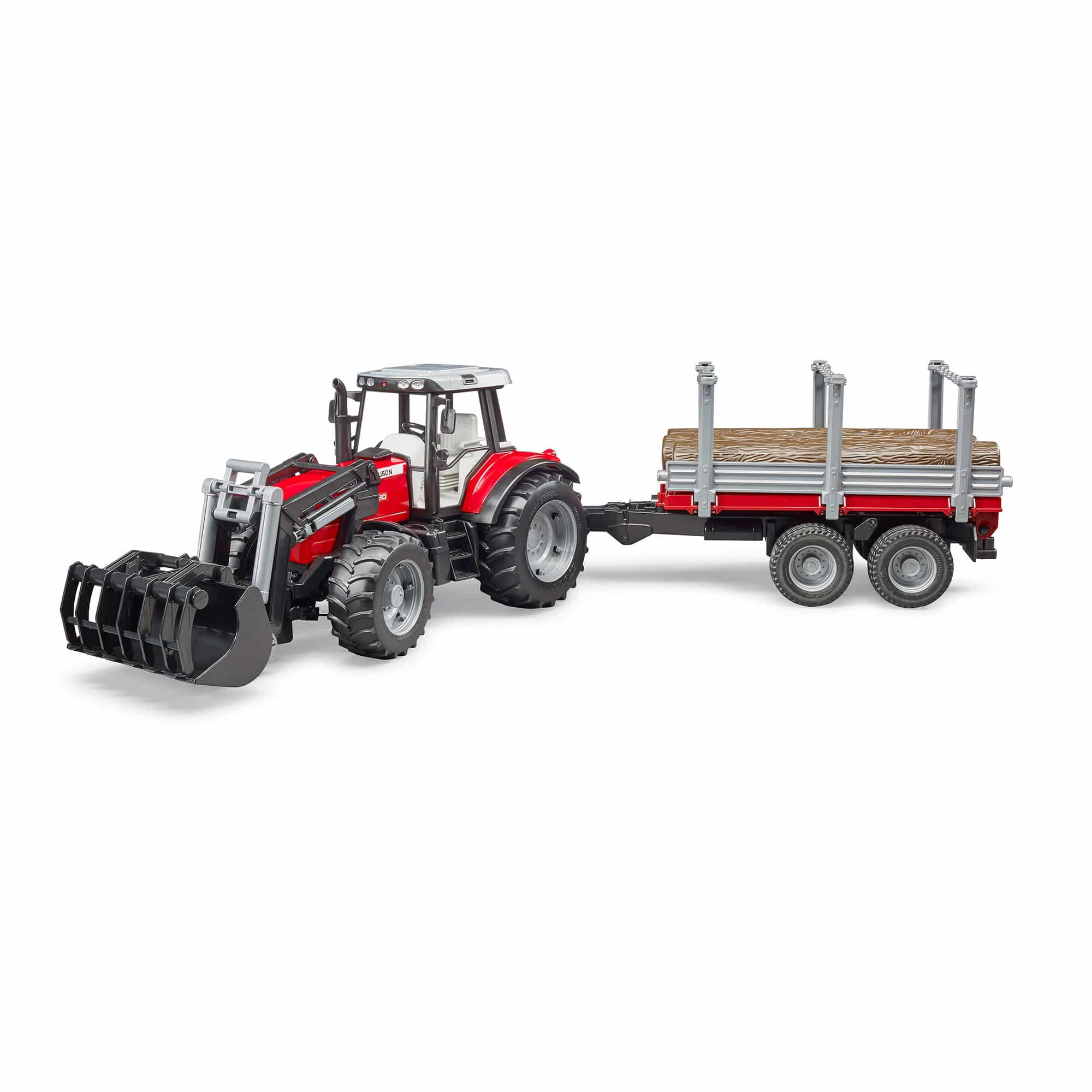 Bruder - Massey Ferguson 7480 with Front Loader & Timber Trailer