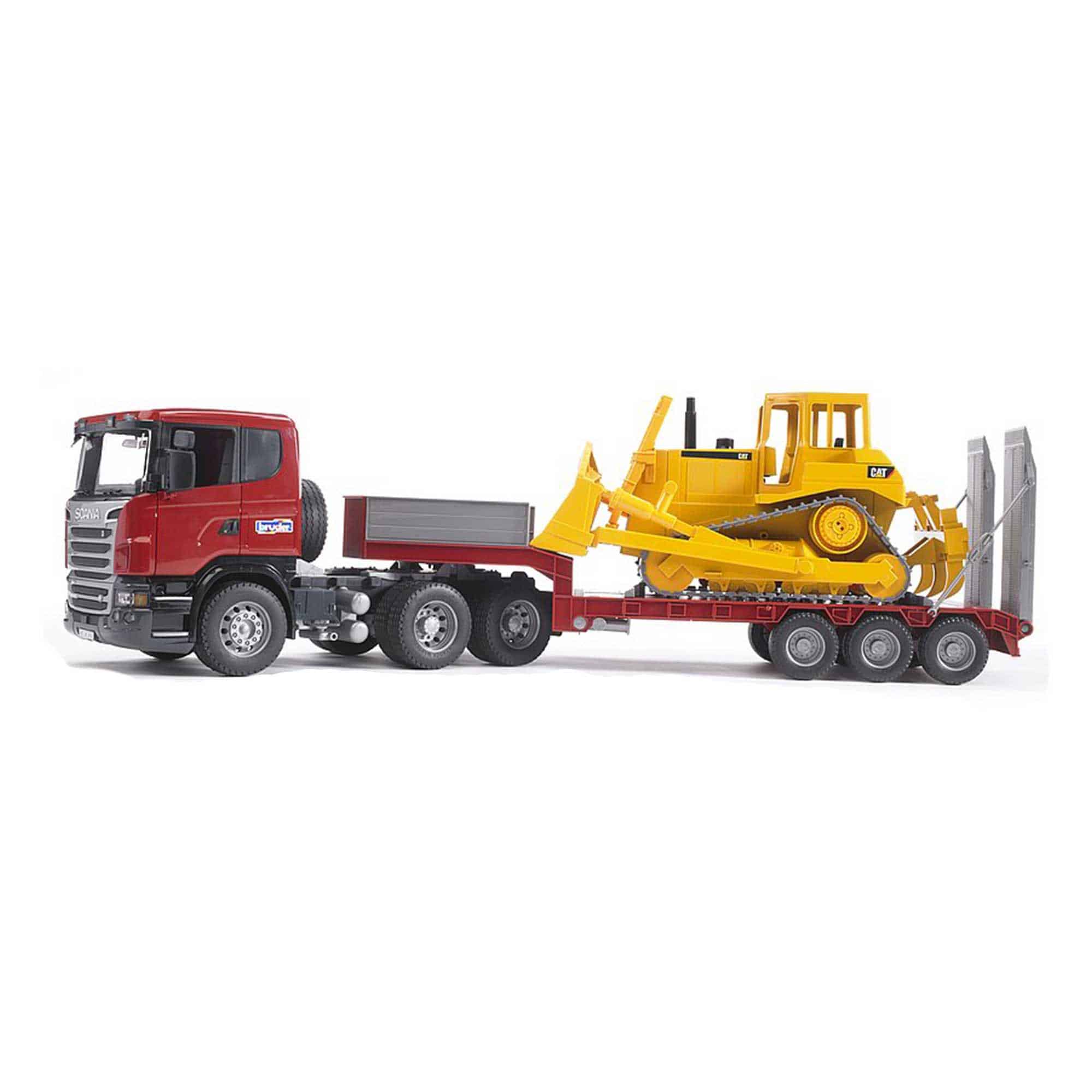 Bruder - Scania R-Series Low Loader Truck with CAT Bulldozer