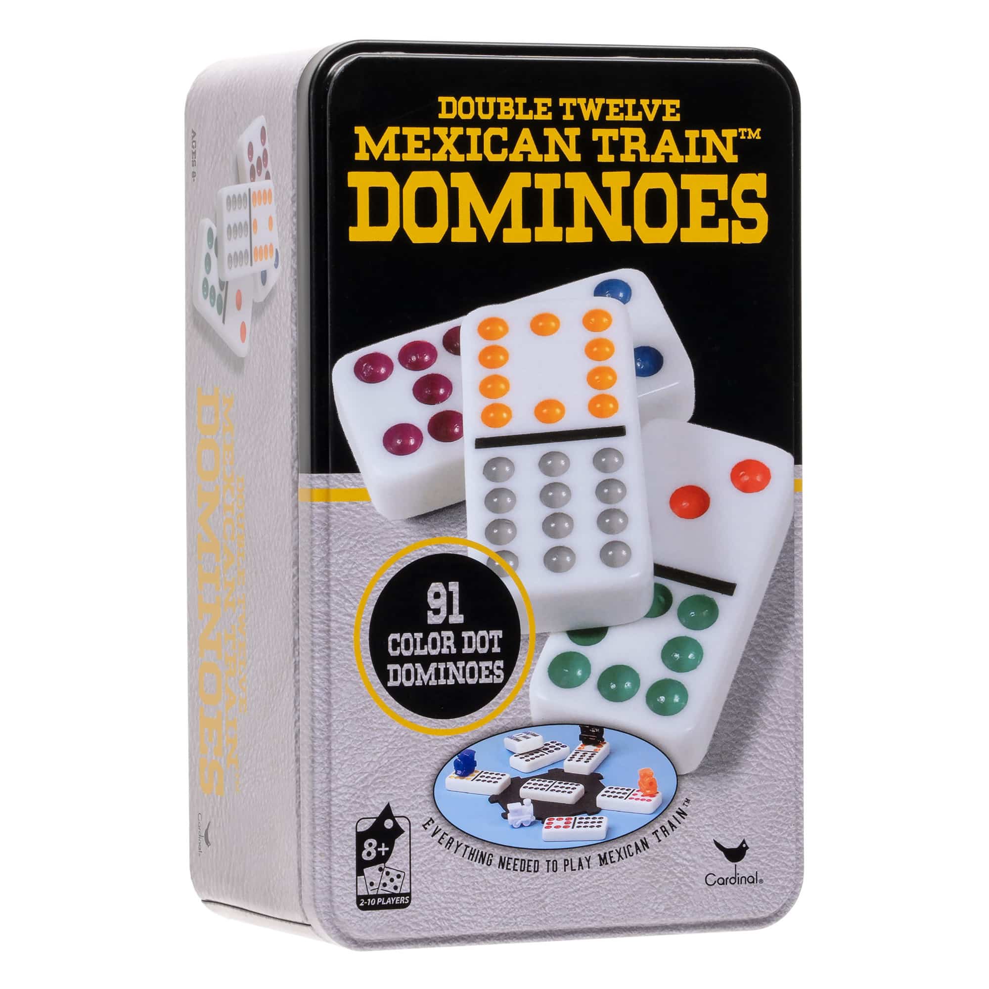 Cardinal - Double Twelve Mexican Train Dominoes In Tin