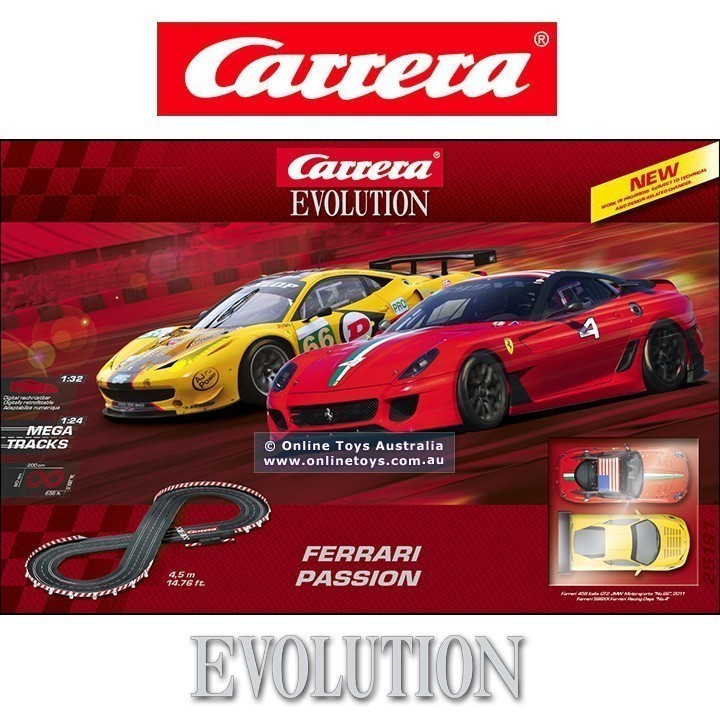 Carrera Evolution - Ferrari Passion - Ferrari 599XX & Ferrari 458 Italia GT2 Slot Car Set