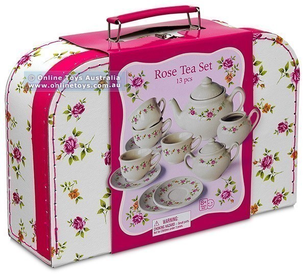 Children's 13 Piece Porcelain Tea Set Classic Rose Online Toys
