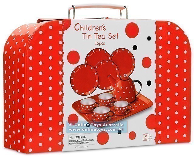 Children's Tin Tea Set - Polka-dot Red