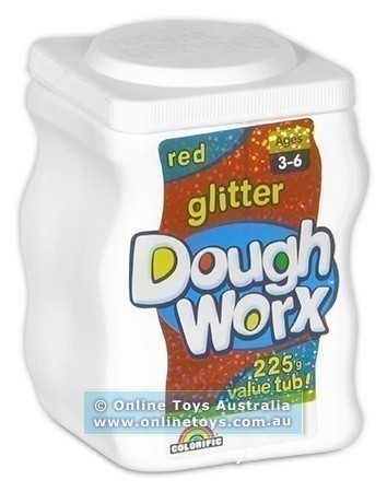 Colorific Dough Worx - 225g Glitter Tub - Red