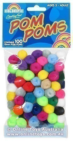 Colorific Pom Poms - 13mm - 100 Pack