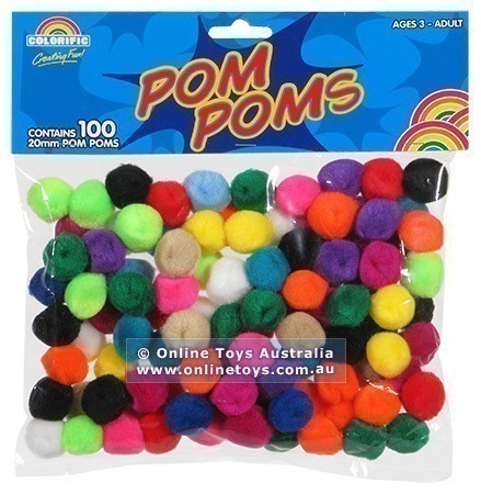 Colorific Pom Poms - 20mm - 100 Pack