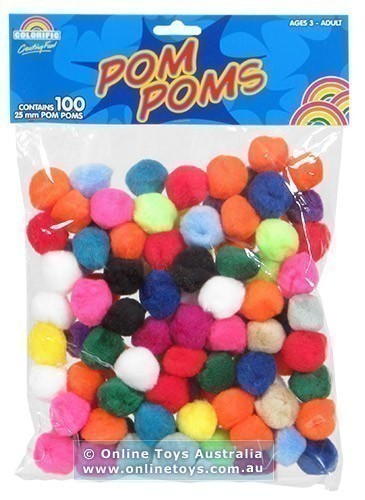 Colorific Pom Poms - 25mm - 100 Pack