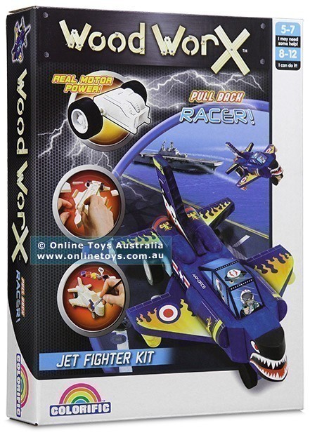 Colorific Wood Worx - Pull Back Racer - Jet Fighter