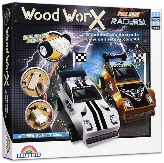 Colorific Wood Worx - Pull Back Racers - Street Cars