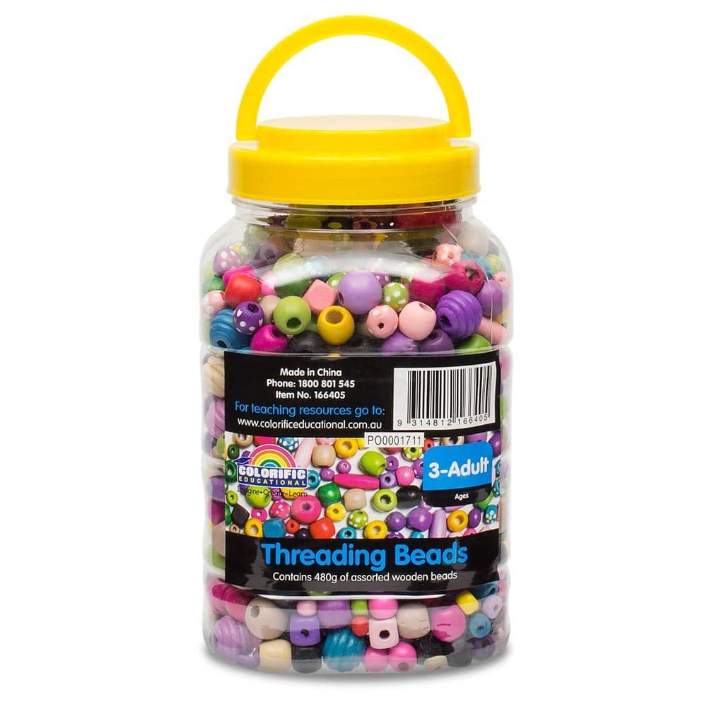 Colorific - Wooden Threading Beads - 480g Jar