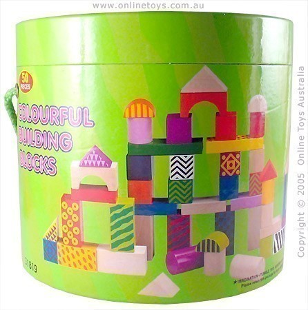 Colourful Building Blocks - 50 Pieces - Bucket