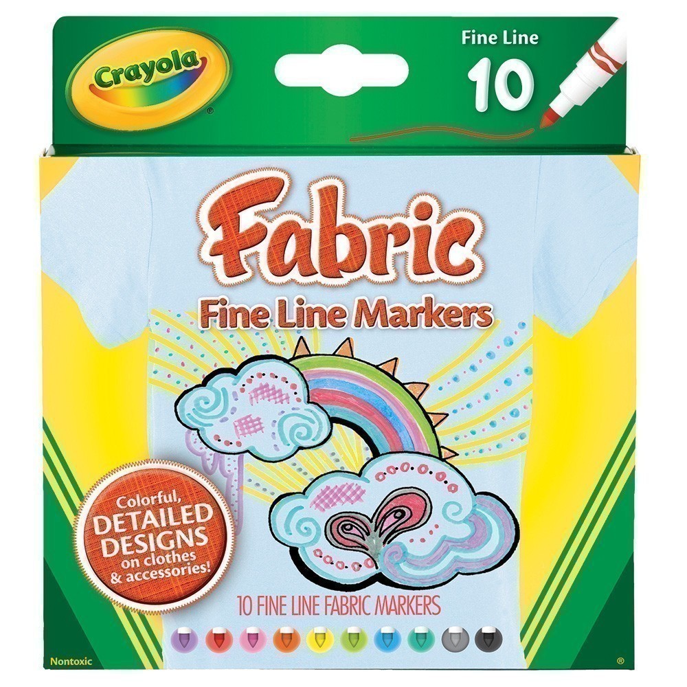 Crayola Fabric Markers - 10 Bright Colours