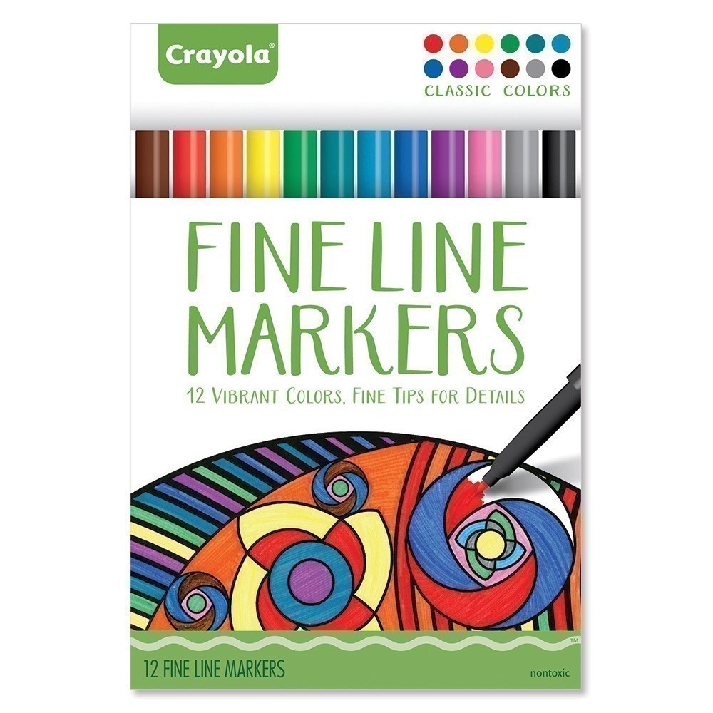 Crayola - Fine Line Markers - 12 Classic Colours