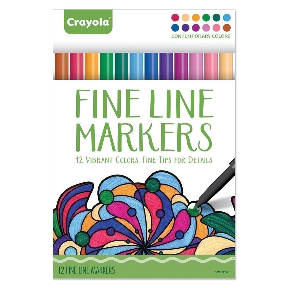Crayola - Fine Line Markers - 12 Contemporary Colours
