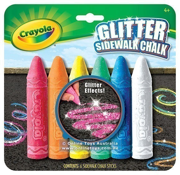 Crayola Glitter Sidewalk Chalk - 6 Colour Pack