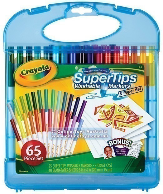 Crayola - Supertips Washable Markers and Paper Set - 65 Piece Set