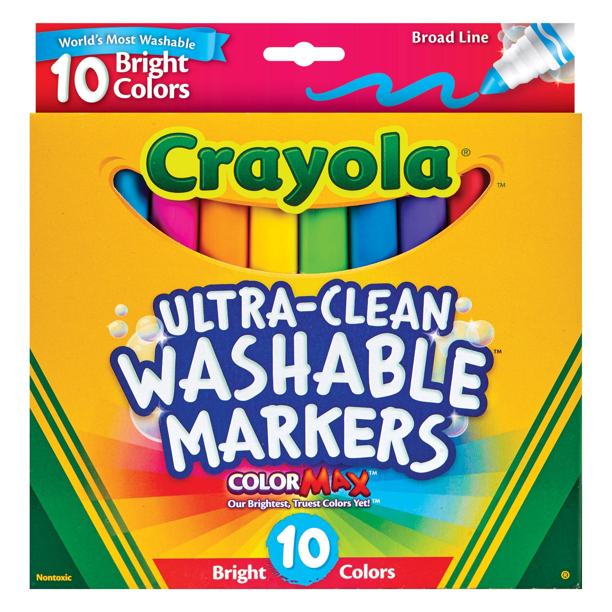 Crayola - Ultra-Clean Washable Markers - 10 Bright Colours