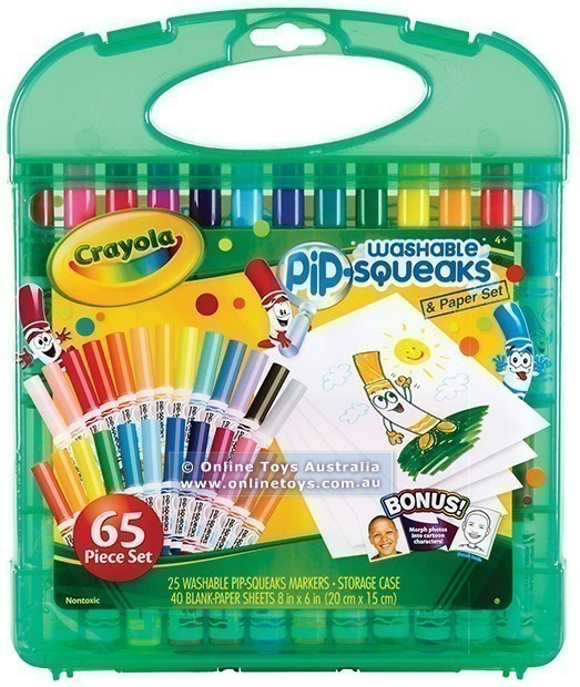 Crayola - Washable Pip-Squeaks and Paper Set - 65 Piece Set