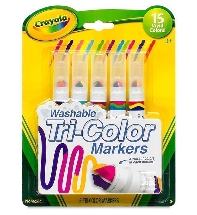 Crayola - Washable Tri-Colour Markers - 5 Marker Pack