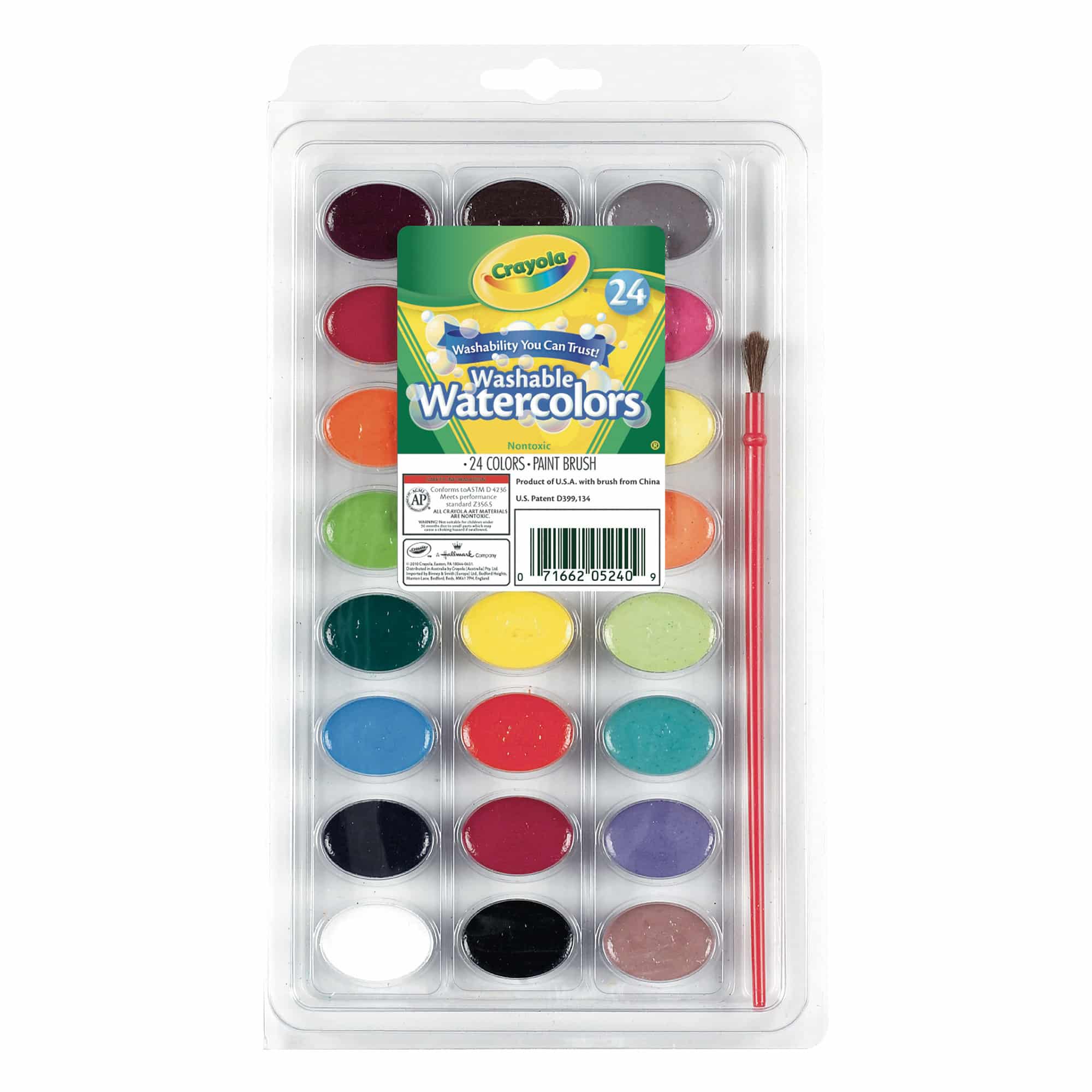 Crayola Washable Watercolors and Brush - 24 Colours
