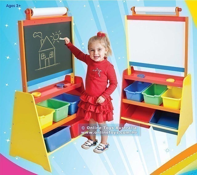 Croner - Blackboard and Whiteboard with Storage Baskets and Paper Roll