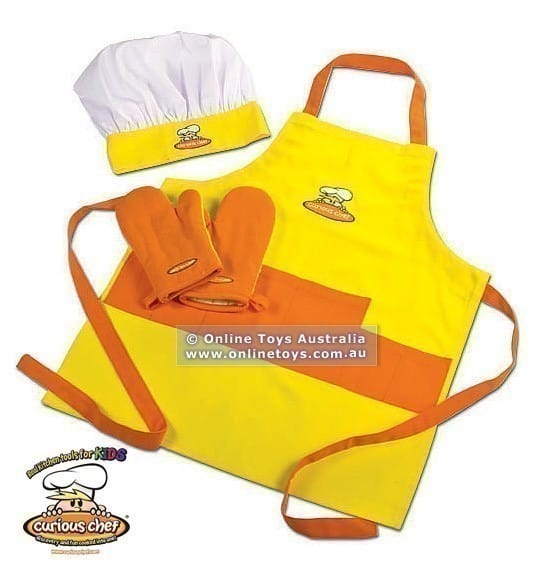 Curious Chef - Child Chef Textile Set - 4 Piece Yellow and Orange