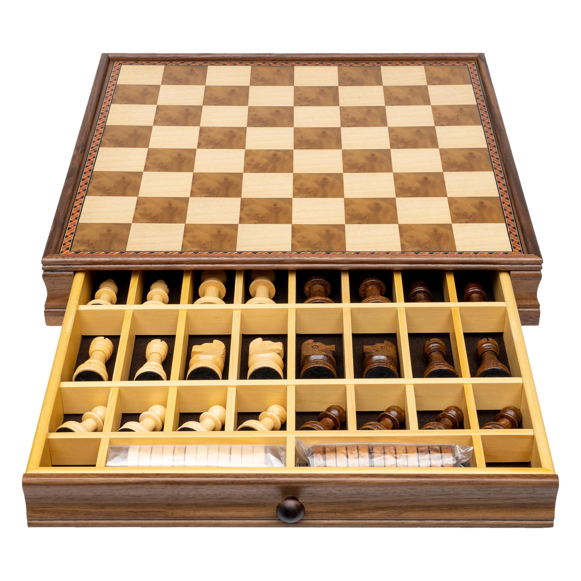 Dal Rossi - 15-Inch Chess & Checkers Set With Drawer