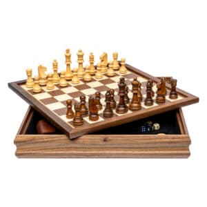 Dal Rossi - Walnut Chess Checkers & Backgammon Set - 35 cm