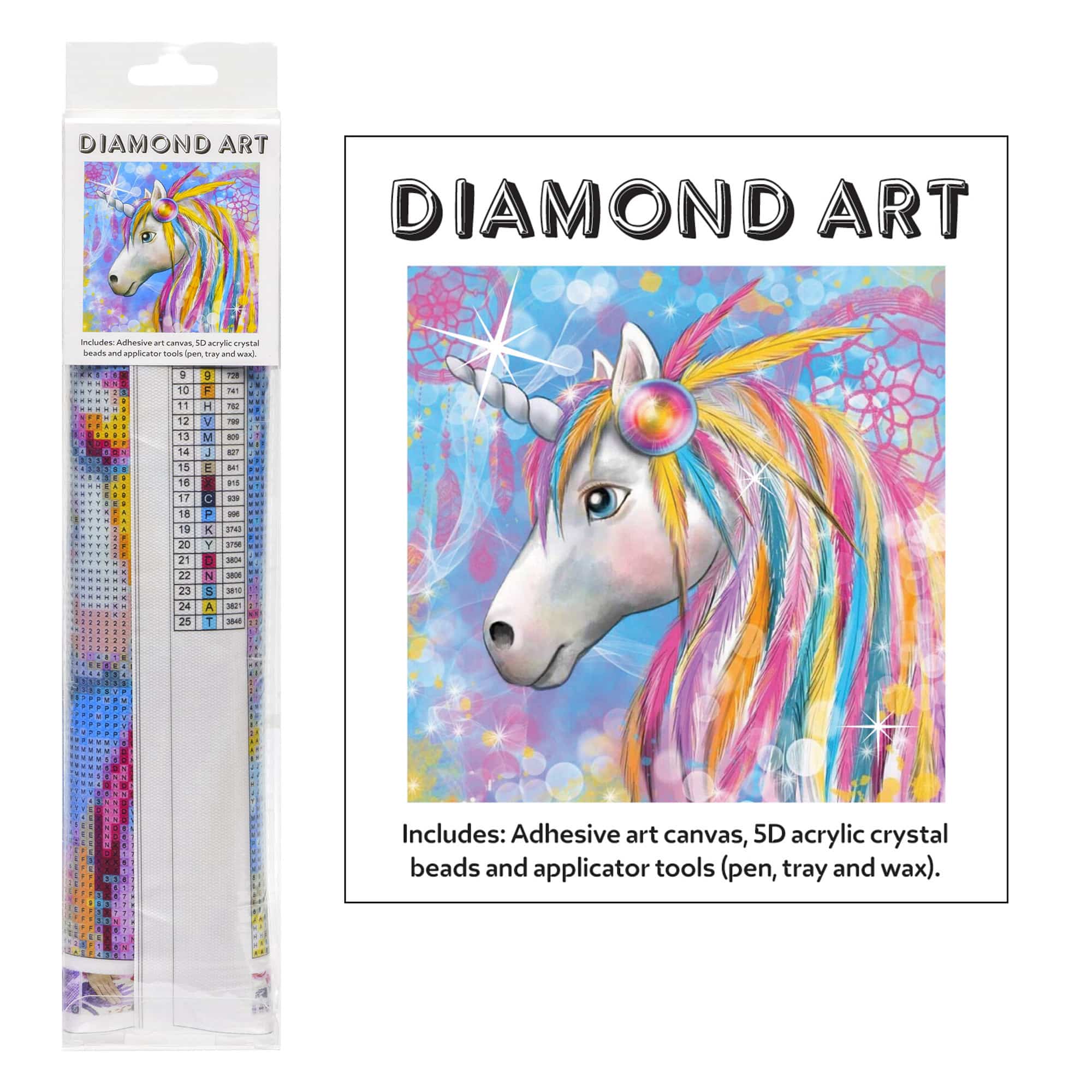 Diamond Art - 5D Art Kit - 30x30cm Unicorn With Feathers