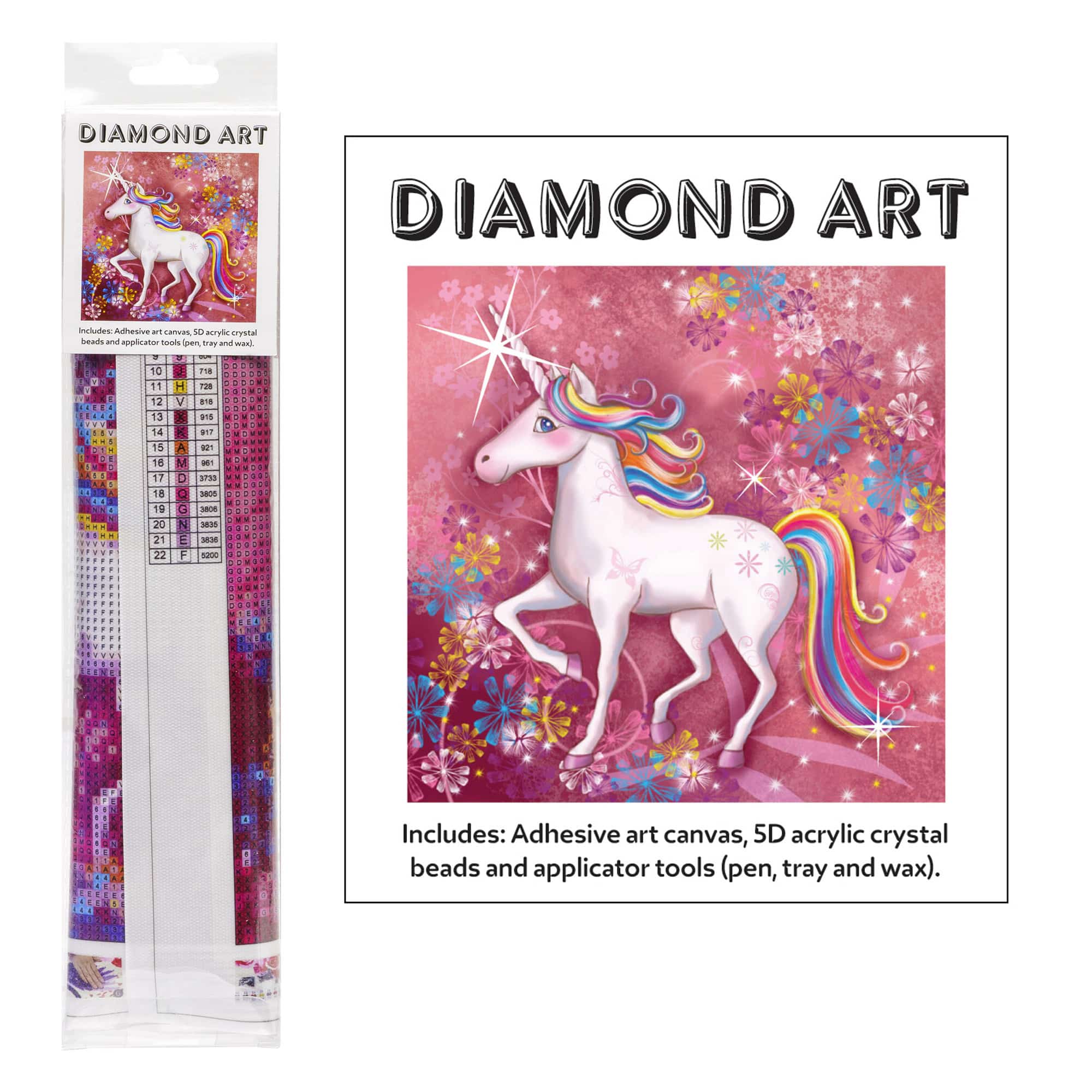 Diamond Art - 5D Art Kit - 30x30cm Unicorn With Pink Background