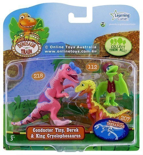 Dinosaur Train - 3 Pack - Conductor Tiny Derek and King Cryolophosaurus