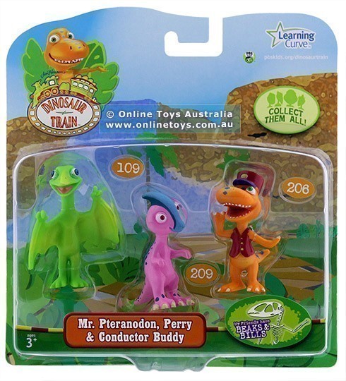 Dinosaur Train - 3 Pack - Mr Pteranodon Perry and Conductor Buddy